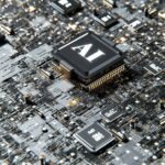 AI chip on a circuit board, illustrating on-device AI processing in smartphones